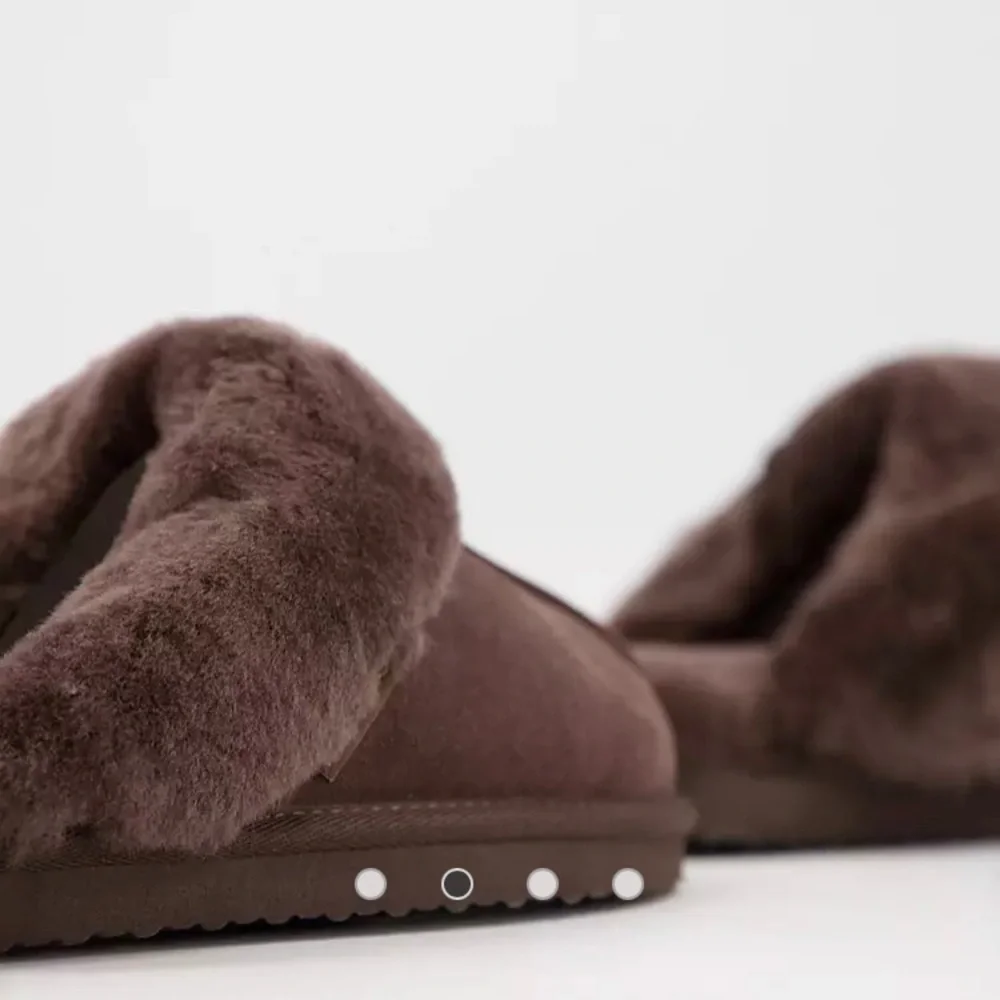 Redfoot platform shearling slippers shoes Chocolate Brown, Dorm, warm cozy shoes - Picture 1 of 5